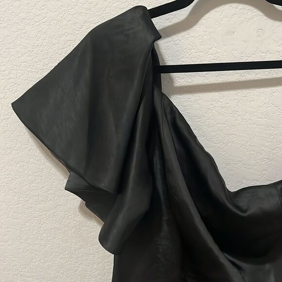 Free People x Fame and Partners Cara One-Shoulder Dress Black Ruffle, Size 6 - Picture 3 of 11